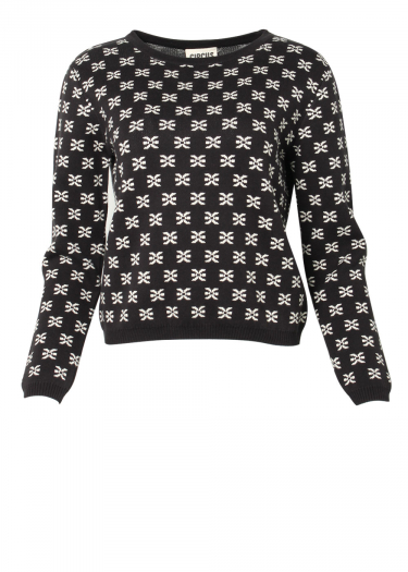 Retro pattern long sleeve knit