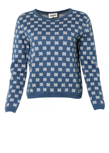 Retro pattern long sleeve knit