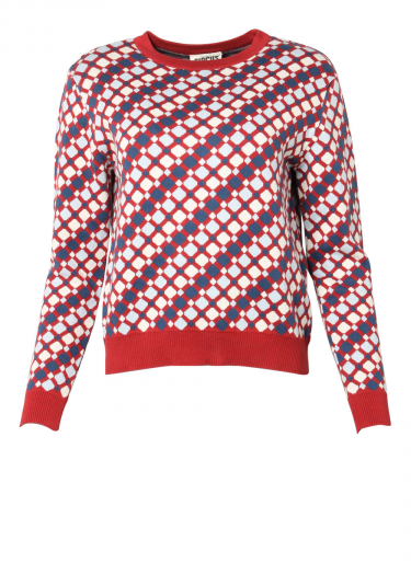 Retro pattern long sleeve knit